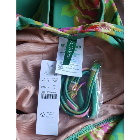 10. J.Crew Crisscross cutout bandeau one-piece in rose garden - Picture 6 of 7